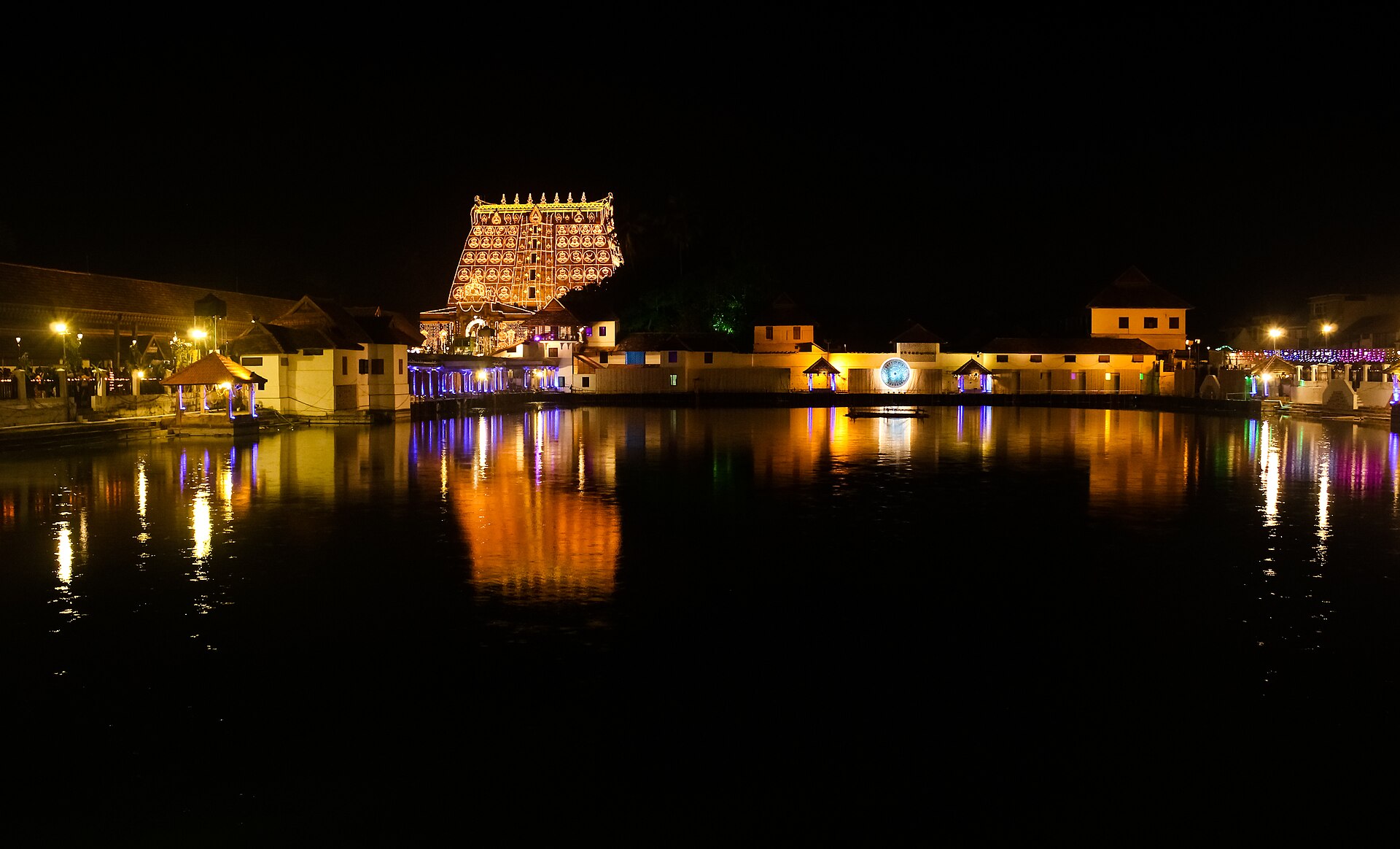Sree Padmanabhaswamy Temple at night